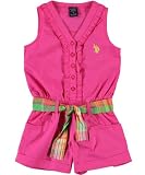 U.S. Polo Assn. Girls 2-6X Ruffled Button-Up Romper