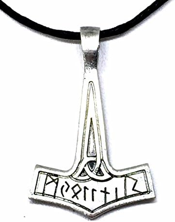 Quality double sided Viking Pendant - Thor's Hammer - Rune Protection Symbol - Pewter silver color