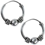 12mm Bali Hoop Earrings Sterling Silver