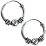 12mm Bali Hoop Earrings Sterling Silver