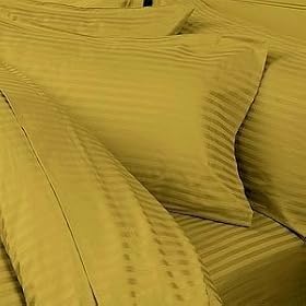 Egyptian Bedding 600-Thread-Count Egyptian Cotton Duvet Set and 2 Shams, California King, Gold Stripe