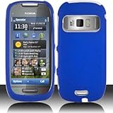 Blue Hard Plastic Rubberized Case Cover for Nokia C7 Astound