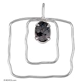 Snowflake obsidian pendant, 'Guiding Light' 2.2" W 2.1" L