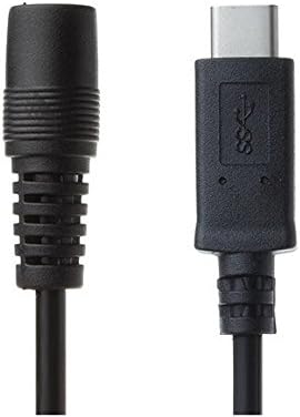 Hisonde® USB 3.1 Type C Male to Dc 5.5*2.5mm Female Power Jack Charging Cable Work w/ Apple New Macbook / Black / 12cm