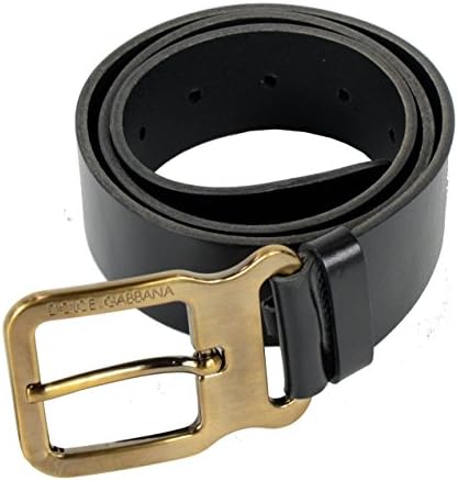 Dolce & Gabbana Black With Gold Buckle Leather Belt (95cm -38")