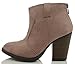 Soda Women's Albert Faux Suede Cowboy Pull-Tab Stacked Heels Ankle Booties