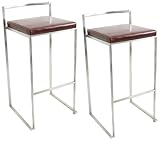 Set of Two Fuji Brown Stacker Bar Stools