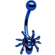 Blue Electro Titanium Spider Belly Ring