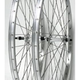 Wheel Master Front And Rear Bicycle Wheel Set 26 x 1.5 36H, Alloy, Bolt On, Silver