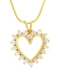 14kYellow-gold Polished Heart Shaped Pendant 1 CTTW Eighteen -2.50MM Round Very Good Faceted Moissanite StonesW/Chain