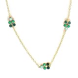 Goldtone Necklace With Green Semi Precious Stones