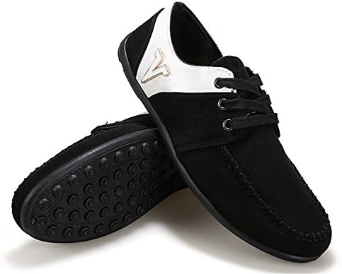 GOFO Casual rubber oxford color matching driving city lace up board Mocassins classic loafers men shoes Black 10 D(M) US