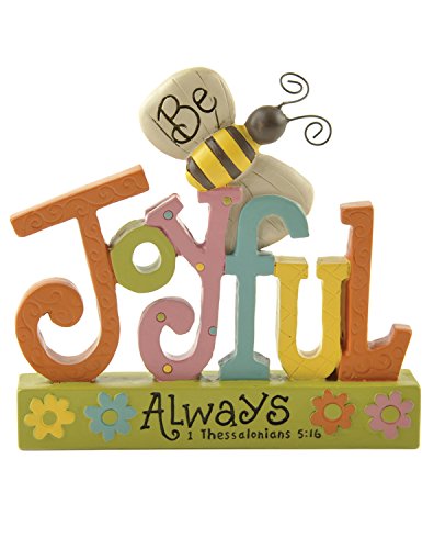 Be Joyful Always 1 Thessalonians 5:16 Colorful Bumble Flowers Block Tabletop Figurine