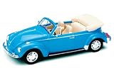 VW VOLKSWAGEN KÄFER OLD BEETLE BLAU CABRIO 1/24 WELLY MODELLAUTO MODELL AUTO