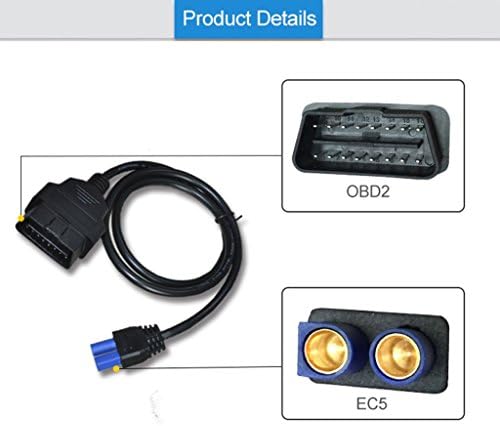 OBDII (OBD2) to EC5 - by DTFDTW, 80cm 16 Pin OBD2 Extension Cable Male to EC5 Female Adapter Line Extension Cable Connector Adapter