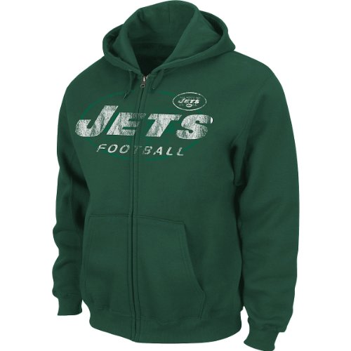 NFL Men's New York Jets Touchback IV Long Sleeve Fullzip Hooded Fleece (Dark Green, X-Large)