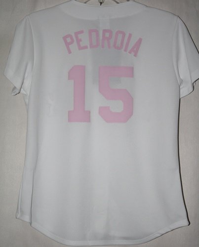 Dustin Pedroia Boston Red Sox Majestic Womens Pink Jersey