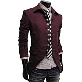 TheLees Mens Casual Slim 8 Button Jacket Blazer Wine X-Large(US Large)