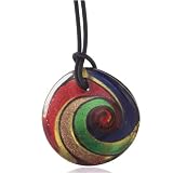 Round Multicolored Spiral Pugster Murano Glass Pendant