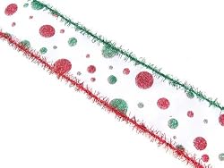 Christmas Whimsy Polka Dot Wired Wispy Edge Ribbon 2.5" x 60 Yards