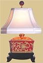 Asian Furniture & D&eacute;cor - 16" Fine Chinese Red & Gold Jar Oriental Desk Lamp w/ Globe Finial