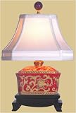 Asian Furniture & D&eacute;cor - 16" Fine Chinese Red & Gold Jar Oriental Desk Lamp w/ Globe Finial