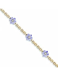 Genuine 14K Yellow Gold Completed Fancy Floral Diamond/Tanzanite Bracelet 4 Grams Of Gold 100% Satisfaction Guaranteed.