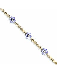 1.8 Carat 14K Gold Completed Fancy Floral Diamond/Tanzanite Bracelet