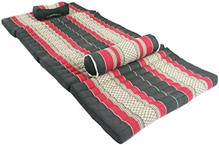 Red Dreams, Thai Massage Set: Foldable Mat + Massage Pillow and Bolster, Burgundy&amp;black (All Filled with 100% Kapok). (Free a Gift HB Herbal Breen Eri Silk Protein Handmade Body Soap, Lemongrass By HB Brand)