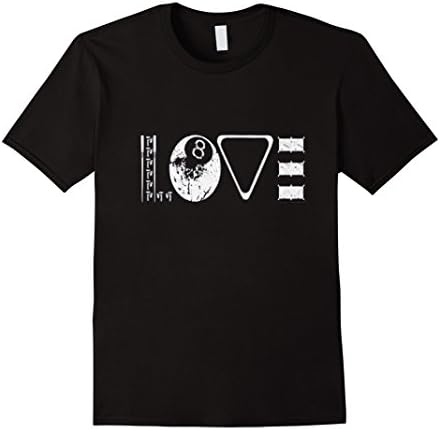 Men's Billiards Love Shirt, Unisex Sports Pool Adult Tee Shirt Large Black