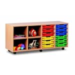 Combination 12 Shallow and 4 Open Shelves Wooden storage Unit