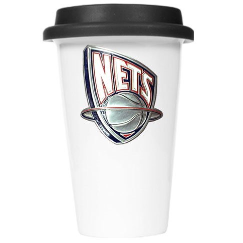 New Jersey Nets Ceramic Travel Cup (Black Lid)