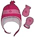 N'Ice Caps Girls Snow Embroidered Sherpa Lined Micro Fleece Hat and Mitten Set