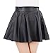 Leatherette Short Skirt for Women Winter High Waist Flare Skirt