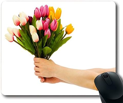 Mouse pad with Beautiful Buke Flowers in Hand Size in 9 inch(220mm) X 7 inch(180mm)