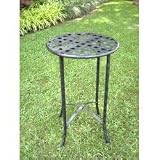 Wrought Iron Plant Table - Lattice Top (Black Antique Pewter) (26H x 16W x 16D)