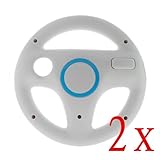 GTMax 2x White Mario Kart Racing Wheel for Nintendo Wii