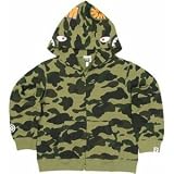 Size【130】A BATHING APE(ア ベイシング エイプ) キッズ版1stサル迷彩柄　シャークパーカー【緑系】【新品】