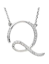 14K White Gold Diamond Initial Necklace "Q" -- LIFETIME WARRANTY