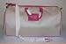Victoria Secret's Signature Canvas & Patent Leather Large Weekend Duffle Bag Luggage -Beige & Hot Pink- ***LIMITED EDITION - RETIRED No Longer In Stores Or Online - VERY RARE***