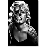 41oSnMiPcEL. SL160  Day Girl Poster Skull Beauty 22X34 Tattoo Chick 6528