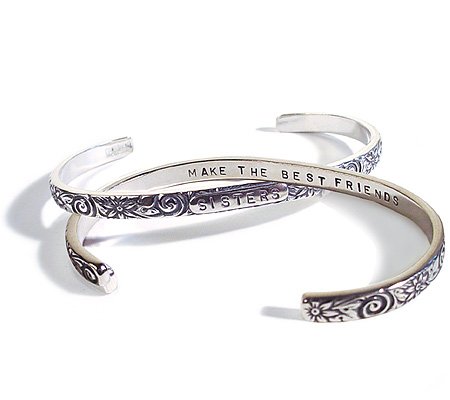 Childrens Toyshop  Jewelry : Sisters Make the Best Friends Sterling Silver Cuff Bracelet