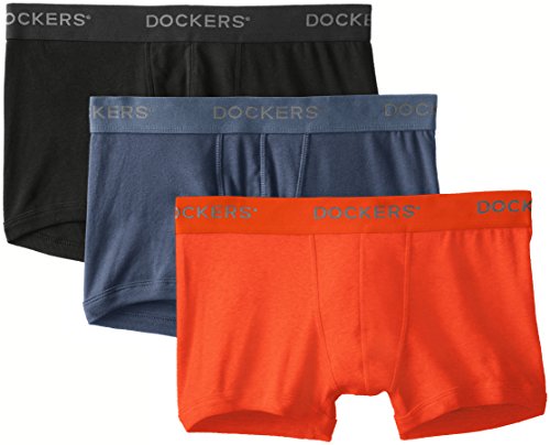 Dockers Men's 3-Pack Cotton Trunk, Grisaille/Orange/Black, X-Large