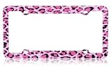 Pink Leopard Skin Plastic License Plate Frame