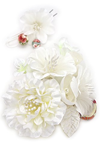 髪飾り 2点セット 花 和柄 縮緬 玉飾り