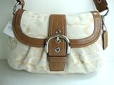 Coach White Optic Signature Soho Pleated Buckle Flap Hobo 15679