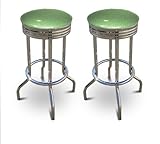 2 Glitter Emerald Green Vinyl Specialty / Custom Barstools Set