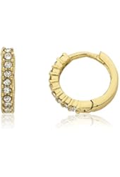 Little Miss Twin Stars "Little Miss Flower" 14k Gold-Plated Cubic Zirconia Tiny Huggy Earrings