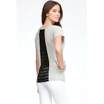 bebe Crochet Back Tee Logo Heather Grey-s