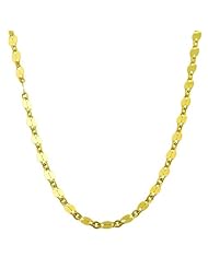 18 Karat Yellow Gold over Silver Flat Mirror Link Necklace (18 Inch)